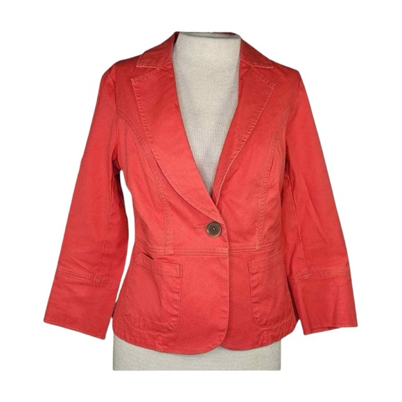 CAbi Style 878 Little Red Jacket Woman Size 4 Button Front Blazer Career Work - Picture 1 of 7